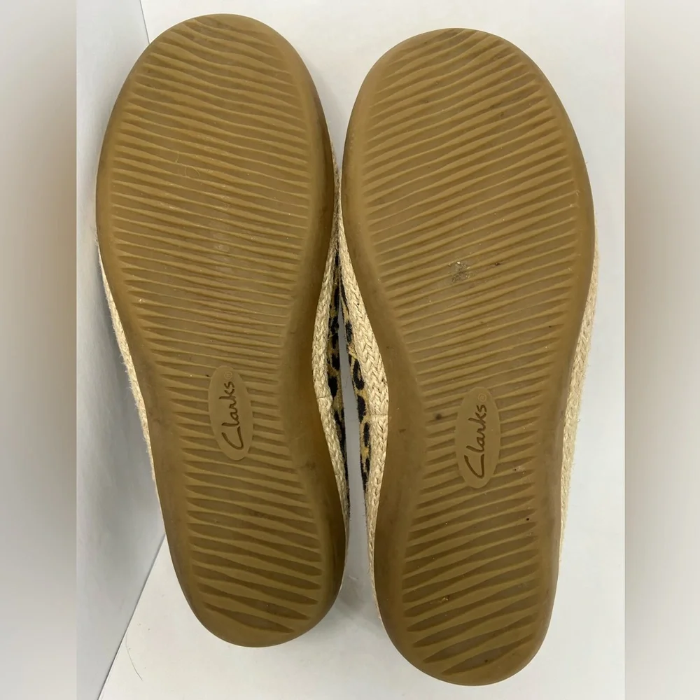 Clarks Collection Danelly Sky Leopard Cheetah Slip On Espadrilles Size 6.5